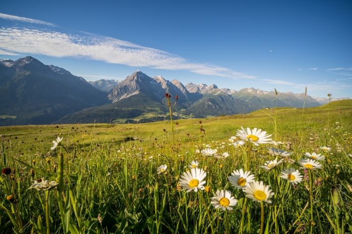Ausblick auf die Engadiner Bergwelt von Motta Naluns aus Ausblick auf die Engadiner Bergwelt von Motta Naluns aus